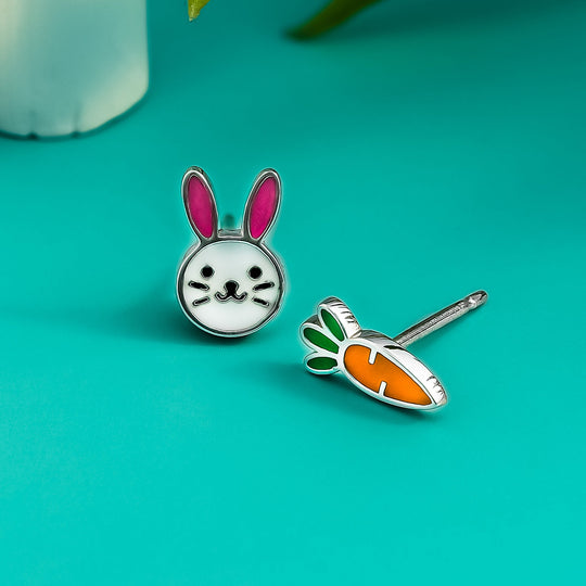 Boma Jewelry Wholesale Bunny Rabbit & Carrot Earring Studs