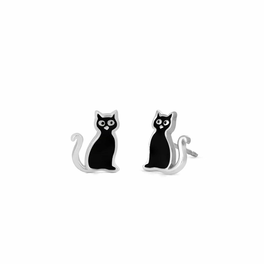 Boma Jewelry Earrings Black Cat Stud Earrings