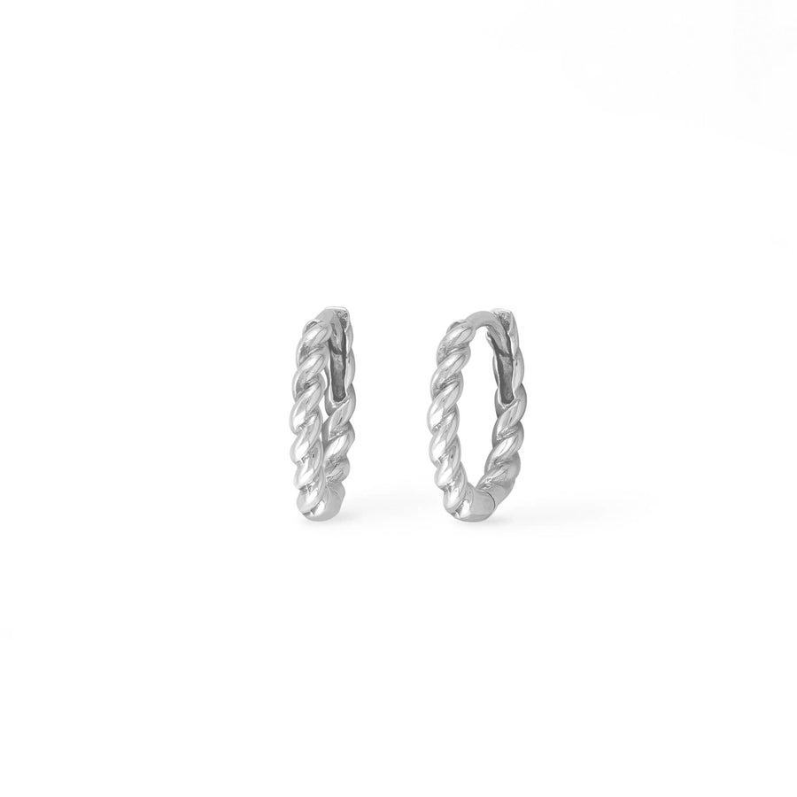 Braided Huggie Hoops with Sterling Silver and Gold (LA(G) 9147, LA 2439)