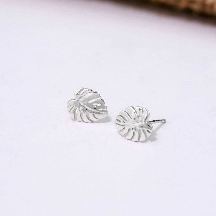 Boma Jewelry Earrings Sterling Silver Monstera Leaf Studs