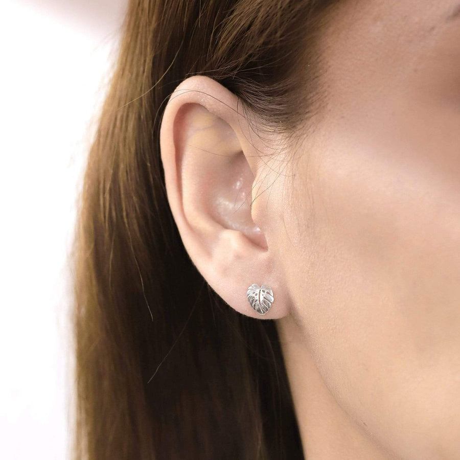 Boma Jewelry Earrings Sterling Silver Monstera Leaf Studs
