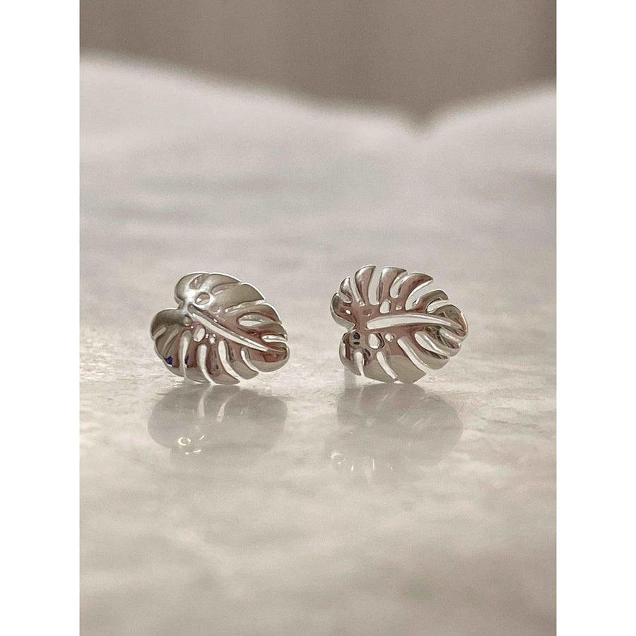 Boma Jewelry Earrings Sterling Silver Monstera Leaf Studs