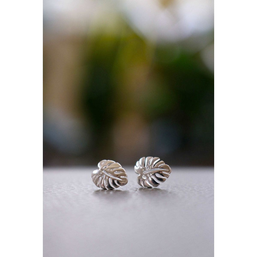 Boma Jewelry Earrings Sterling Silver Monstera Leaf Studs