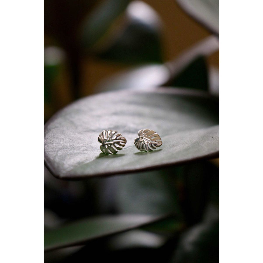 Boma Jewelry Earrings Sterling Silver Monstera Leaf Studs