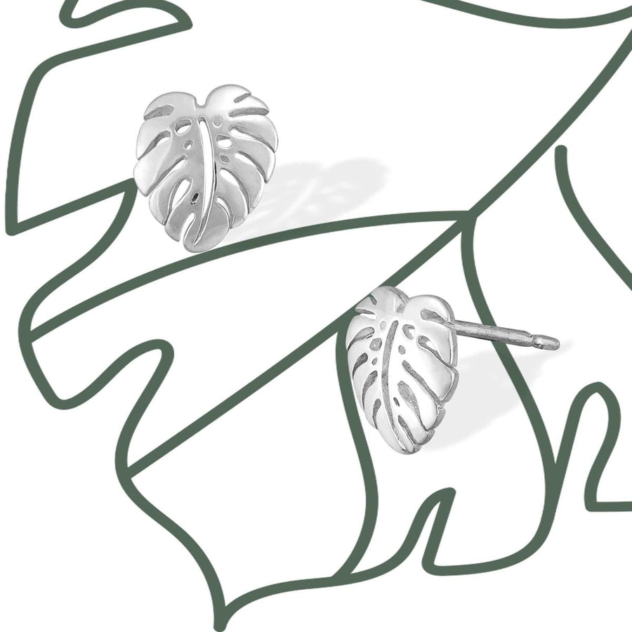 Boma Jewelry Earrings Sterling Silver Monstera Leaf Studs
