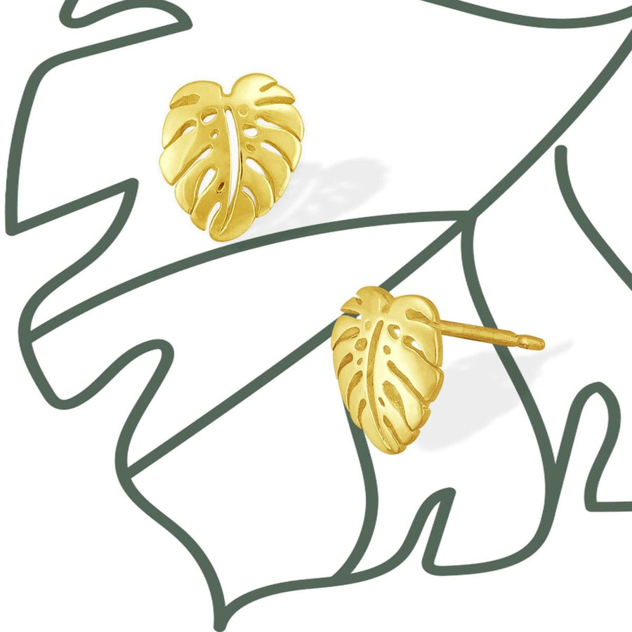 Boma Jewelry Earrings Sterling Silver Monstera Leaf Studs