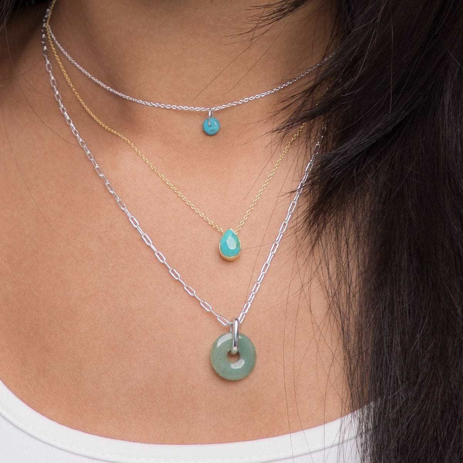 Boma Jewelry Necklaces Aventurine / Sterling Silver Treasured Bi-Disc Pendant Necklace