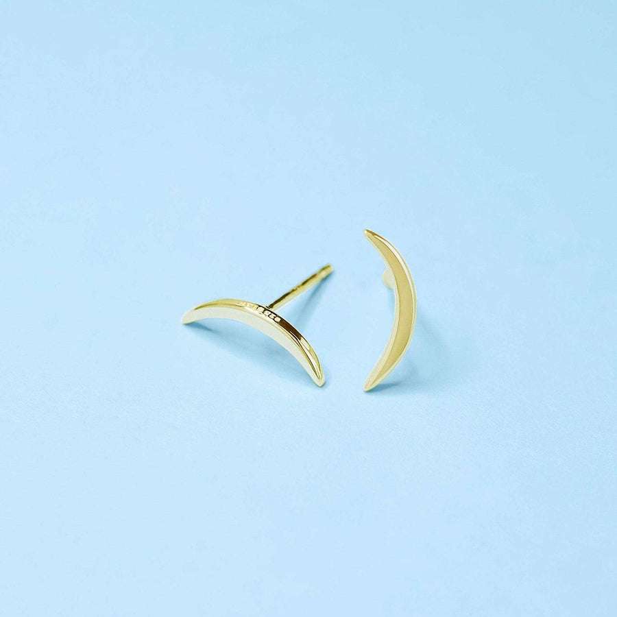 Boma Jewelry Earrings Waxing Crescent Moon Studs Gold