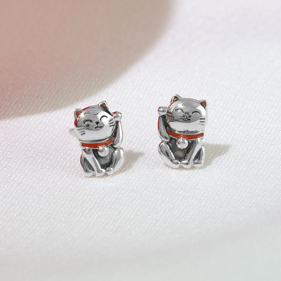 Boma Jewelry Earrings Maneki Good Luck Cat Stud Earrings