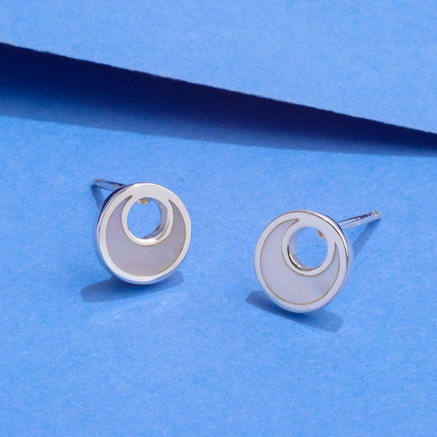 Boma Jewelry Minimalist Circle Studs with Stone