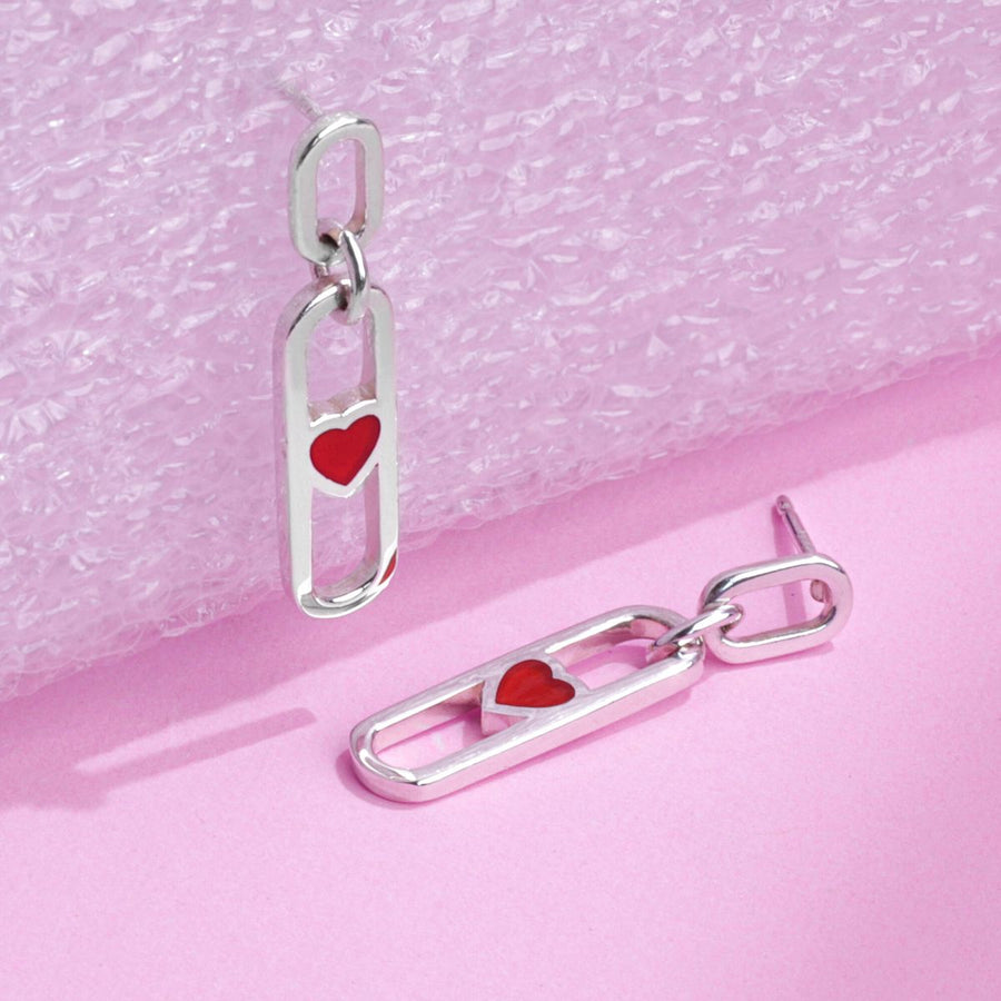 Boma Jewelry Millenial Rectangle Heart Drop Earrings with Stone