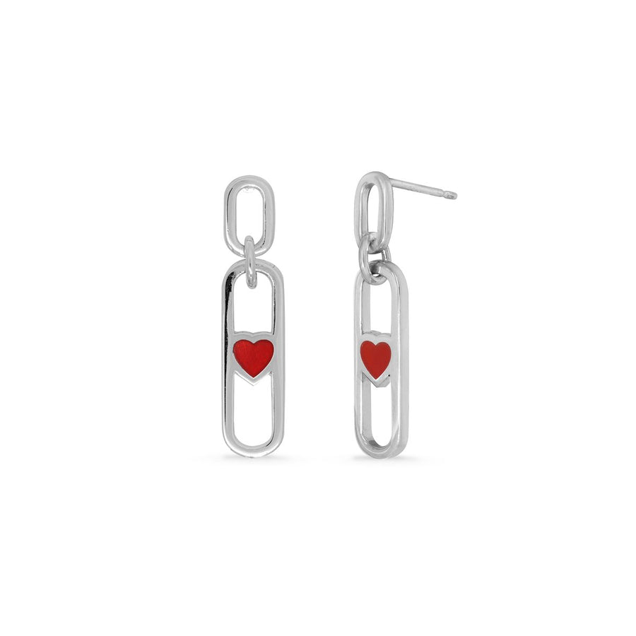 Boma Jewelry Millenial Rectangle Heart Drop Earrings with Stone