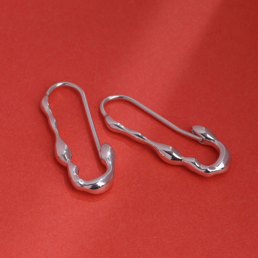 Boma Jewelry Safety Pin Tear Drop Hoop Earrings