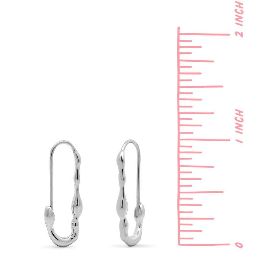 Boma Jewelry Safety Pin Tear Drop Hoop Earrings