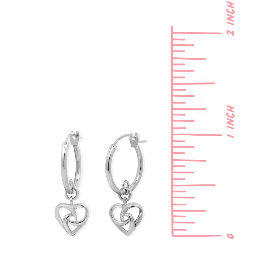 Boma Jewelry Curly Intertwined Heart Hoop Charm Earrings