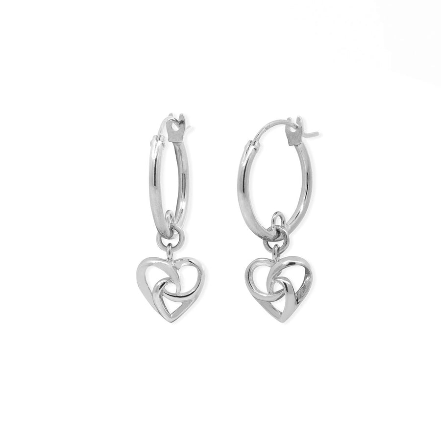 Boma Jewelry Curly Intertwined Heart Hoop Charm Earrings