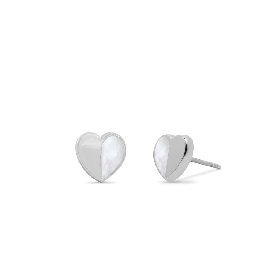 Boma Jewelry Heart Studs with Half Stone