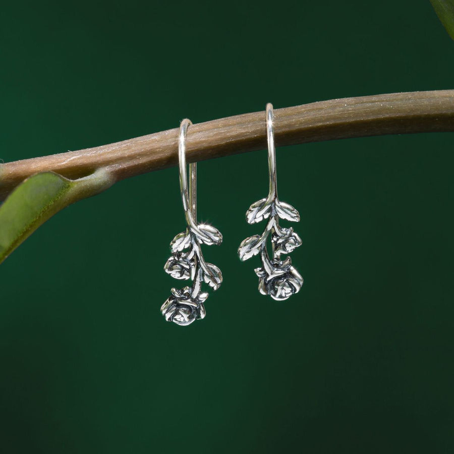 Boma Jewelry Full Stem Rose Drop Earrings