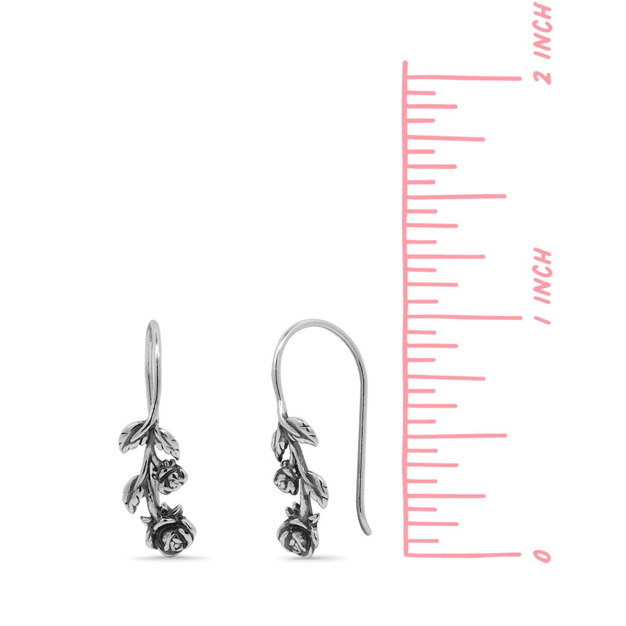 Boma Jewelry Full Stem Rose Drop Earrings