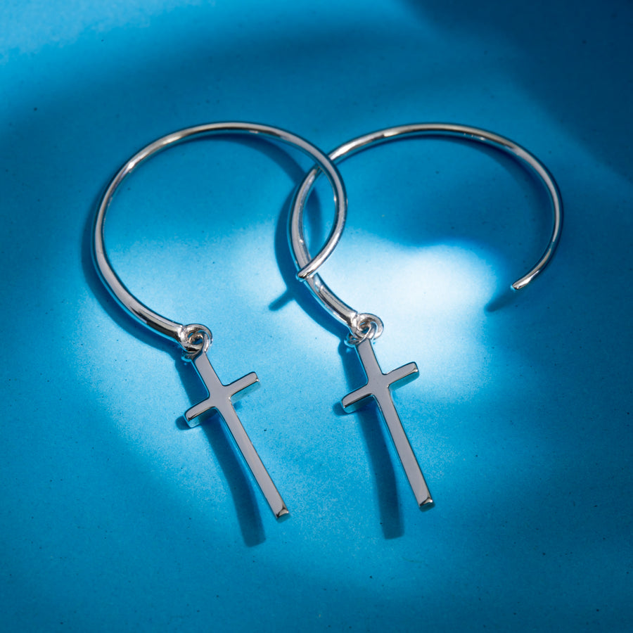 Boma Jewelry Minimal Cross Pull Through Hoops