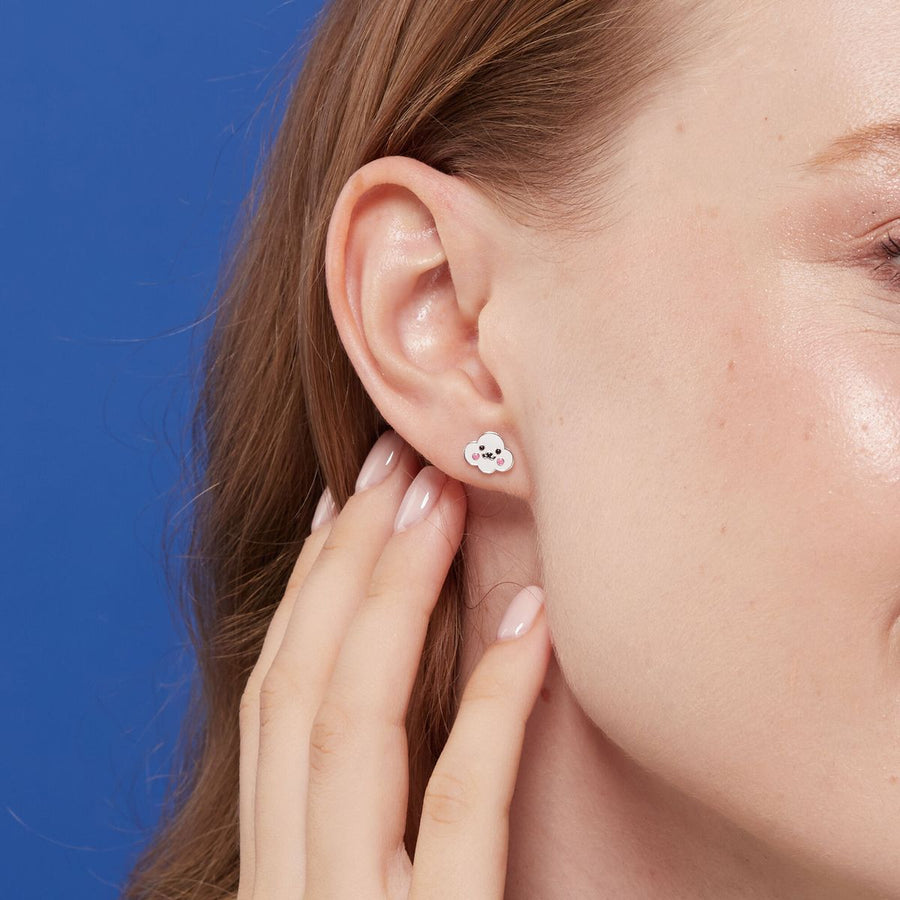 Boma Jewelry Smiley Face White Cloud Studs