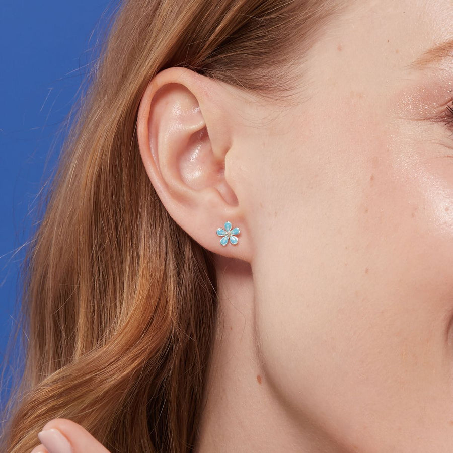 Boma Jewelry Blue Flower Studs