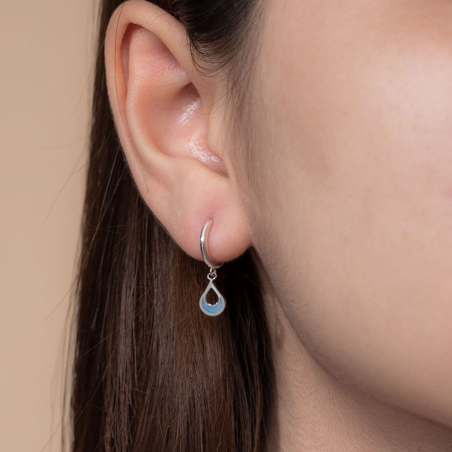 Boma Jewelry Teardrop Charm Huggie Hoops with Stone