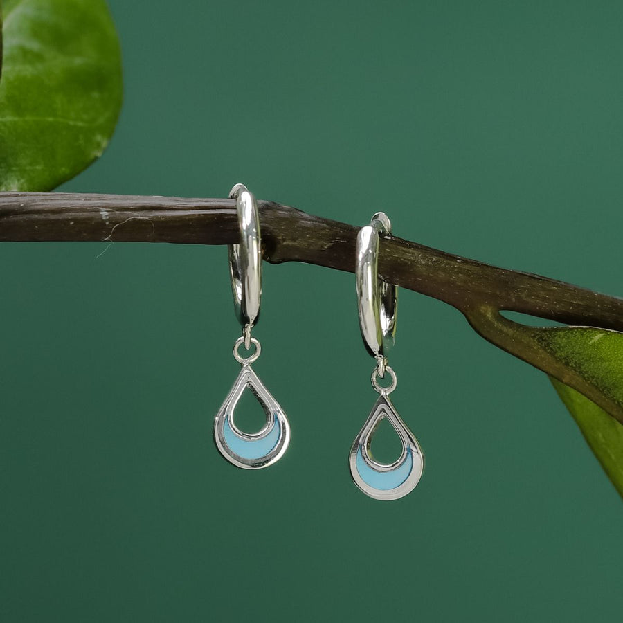 Boma Jewelry Teardrop Charm Huggie Hoops with Stone