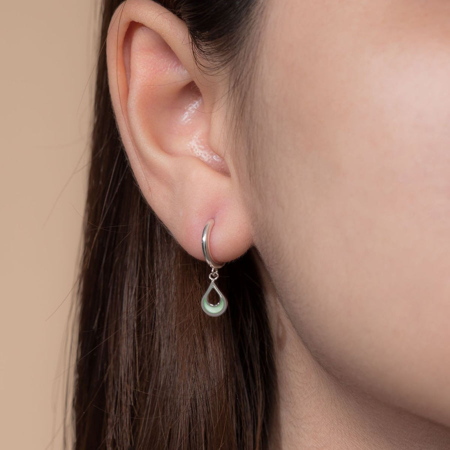 Boma Jewelry Teardrop Charm Huggie Hoops with Stone