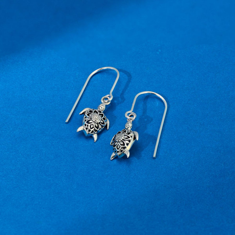 Boma Jewelry Mandala Turtle Dangle Earrings