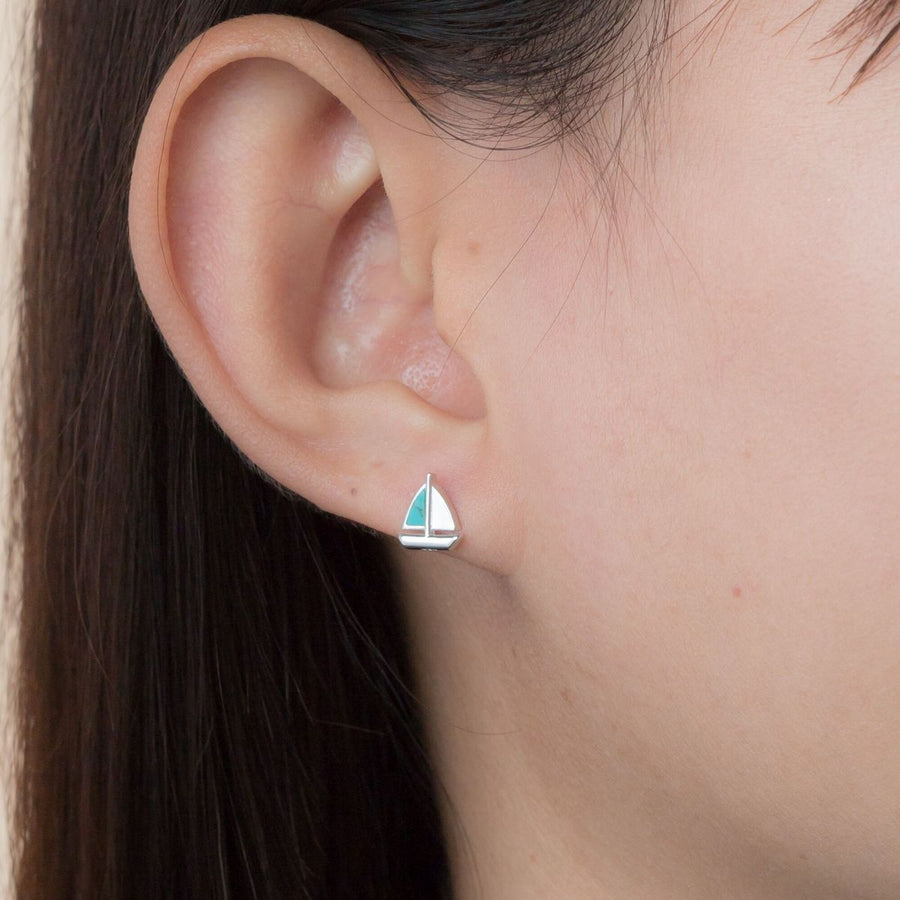 Boma Jewelry Sailboat Studs with Turquoise