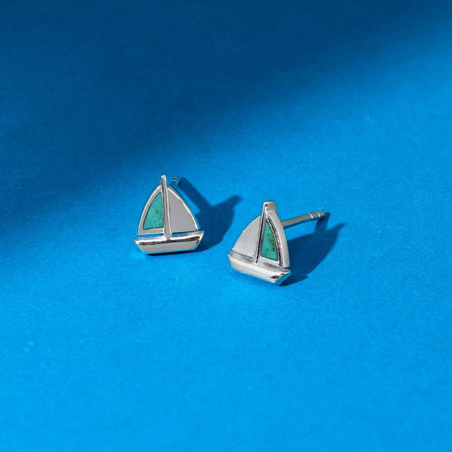 Boma Jewelry Sailboat Studs with Turquoise
