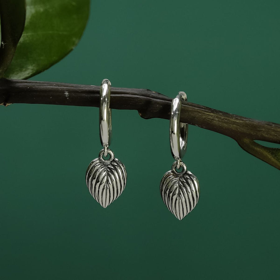 Boma Jewelry Leaf Charm Huggie Hoops