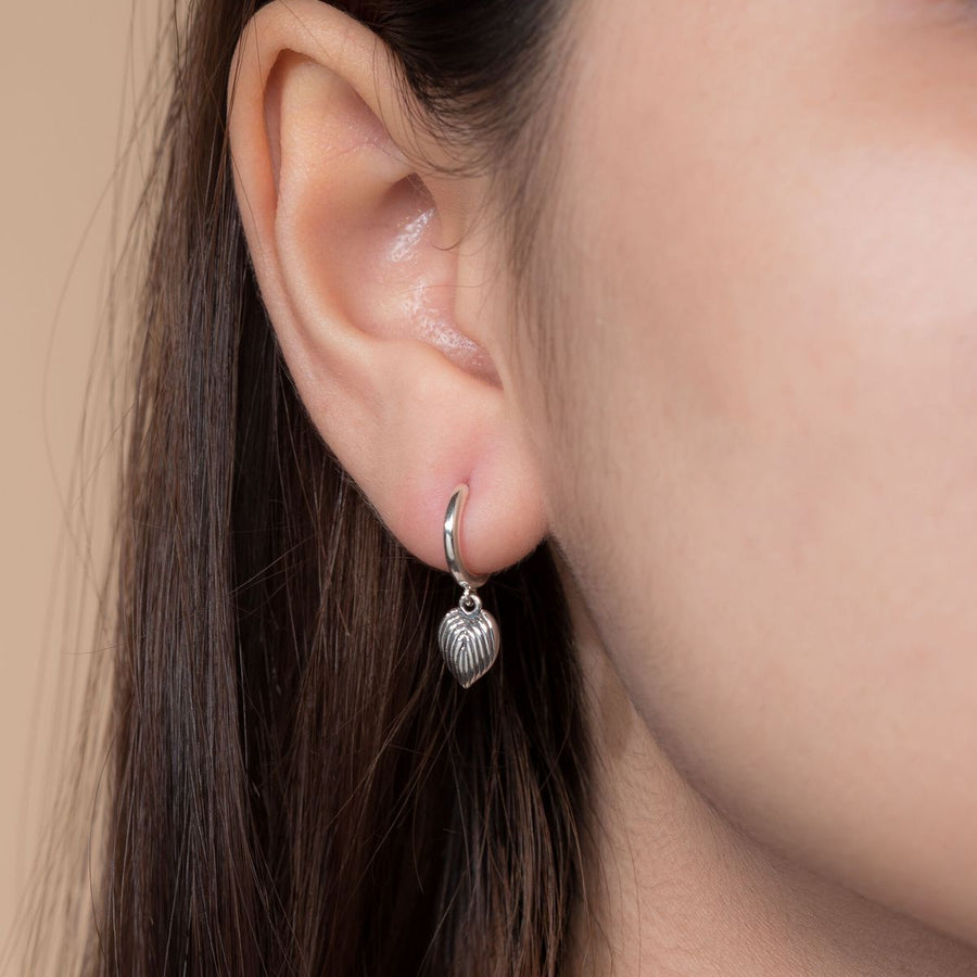 Boma Jewelry Leaf Charm Huggie Hoops