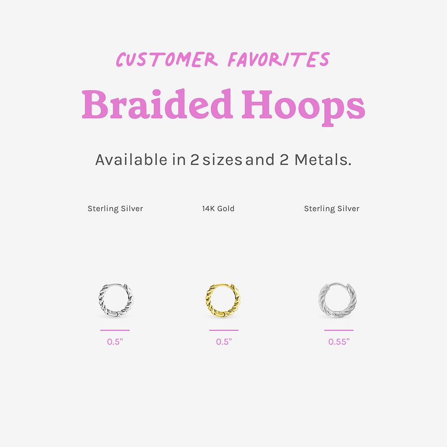 Braided Huggie Hoops with Sterling Silver and Gold (LA(G) 9147, LA 2439)