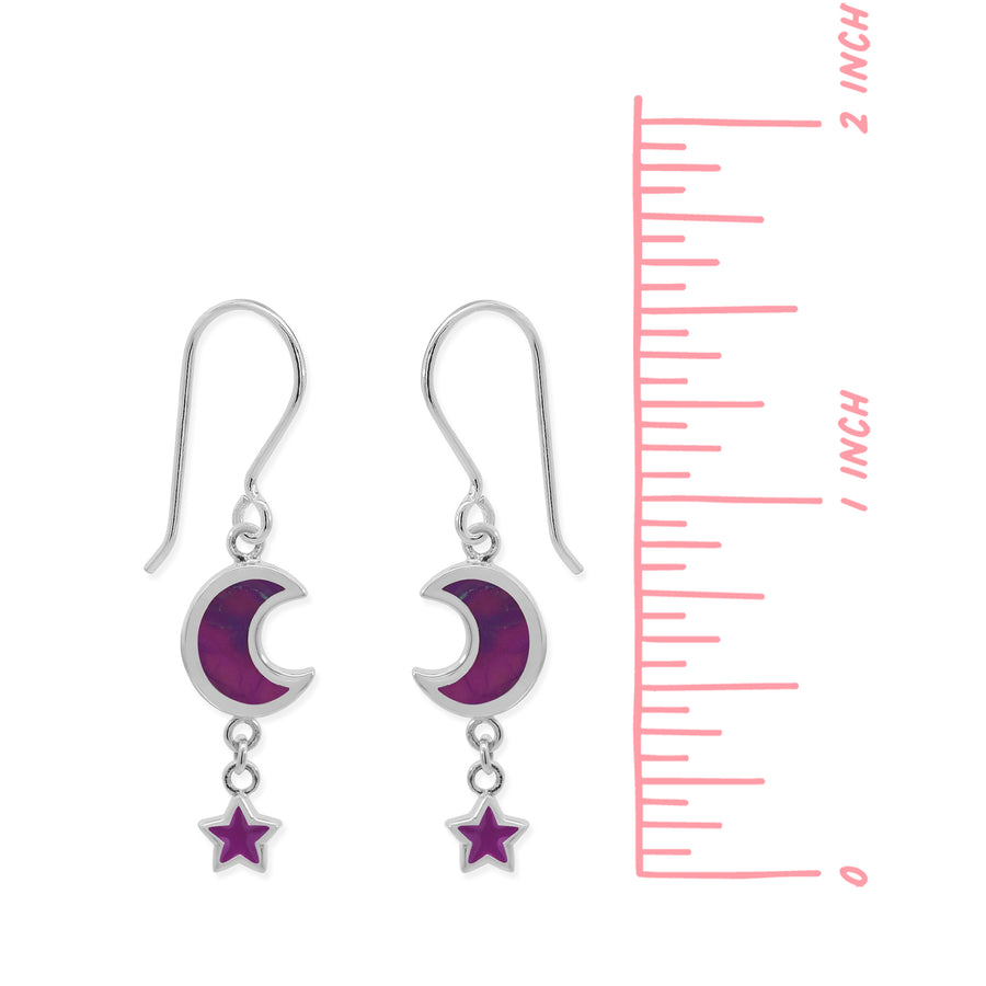 Starlit Crescent Dangle Earrings with Stone (CDA 2762PUTQ)