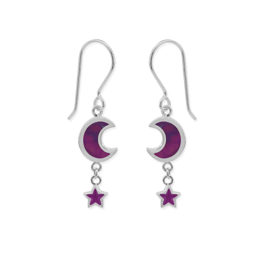 Starlit Crescent Dangle Earrings with Stone (CDA 2762PUTQ)