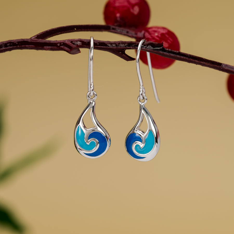 Blue Duo Wave Dangle Earrings (CDB 4509MLT)