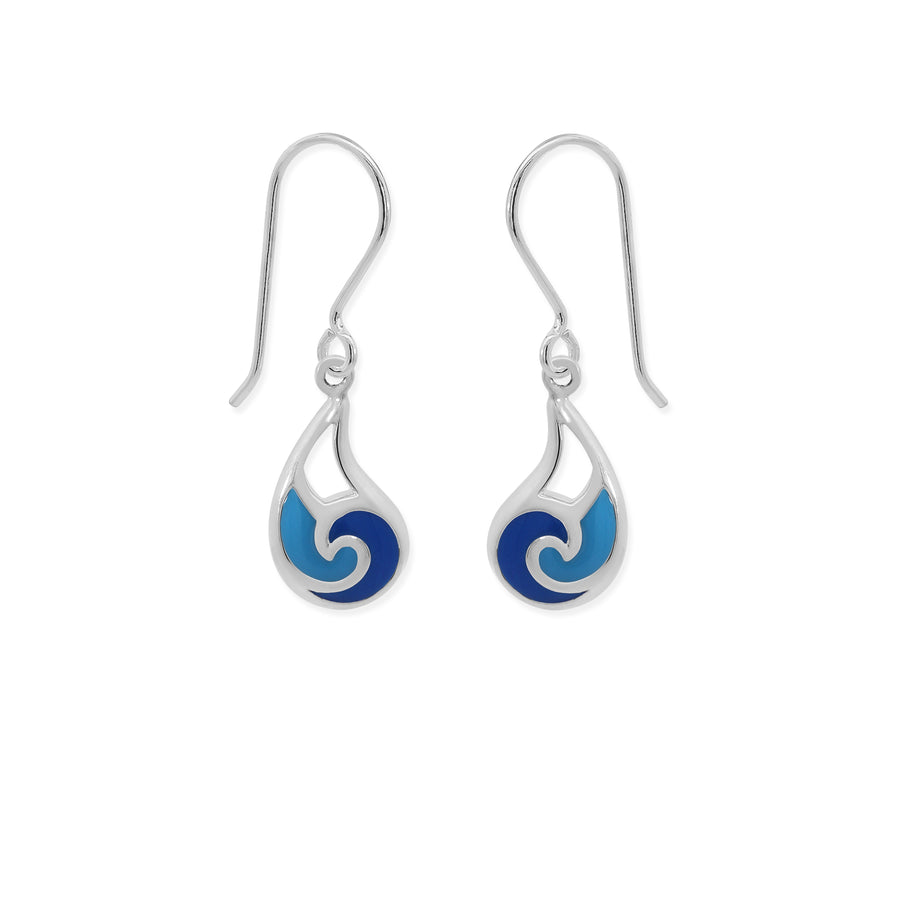 Blue Duo Wave Dangle Earrings (CDB 4509MLT)