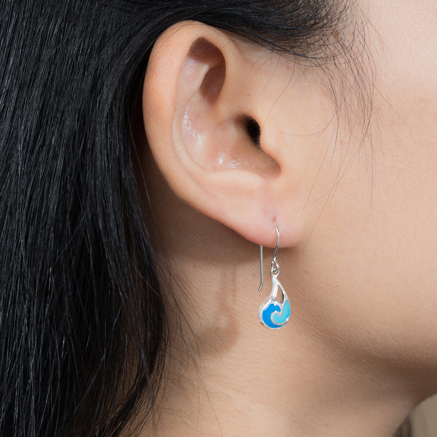 Blue Duo Wave Dangle Earrings (CDB 4509MLT)