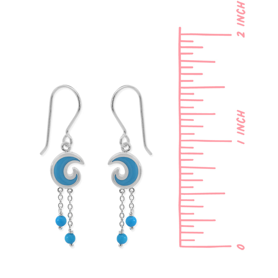 Blue Wave Dangle Earrings with Turquoise Beads (CDB 4512BL)