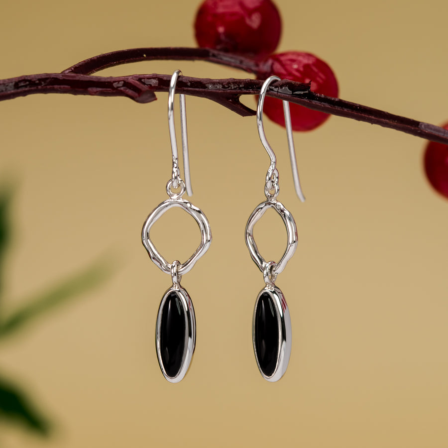 Wavy Link Oval Dangle Earrings with Stone (CDB 4562)