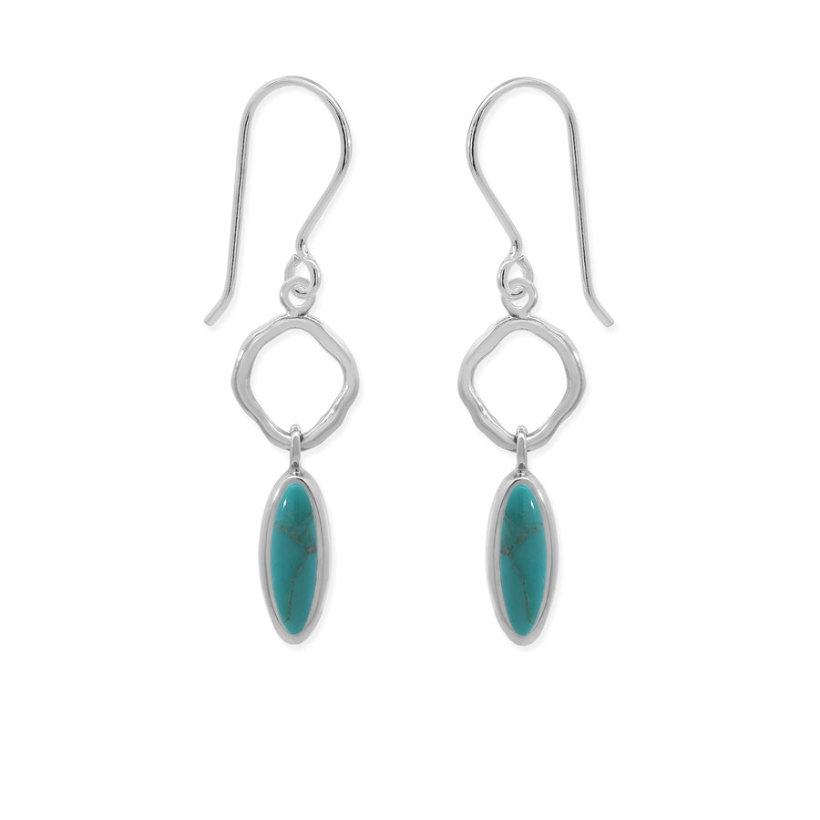 Wavy Link Oval Dangle Earrings with Stone (CDB 4562)