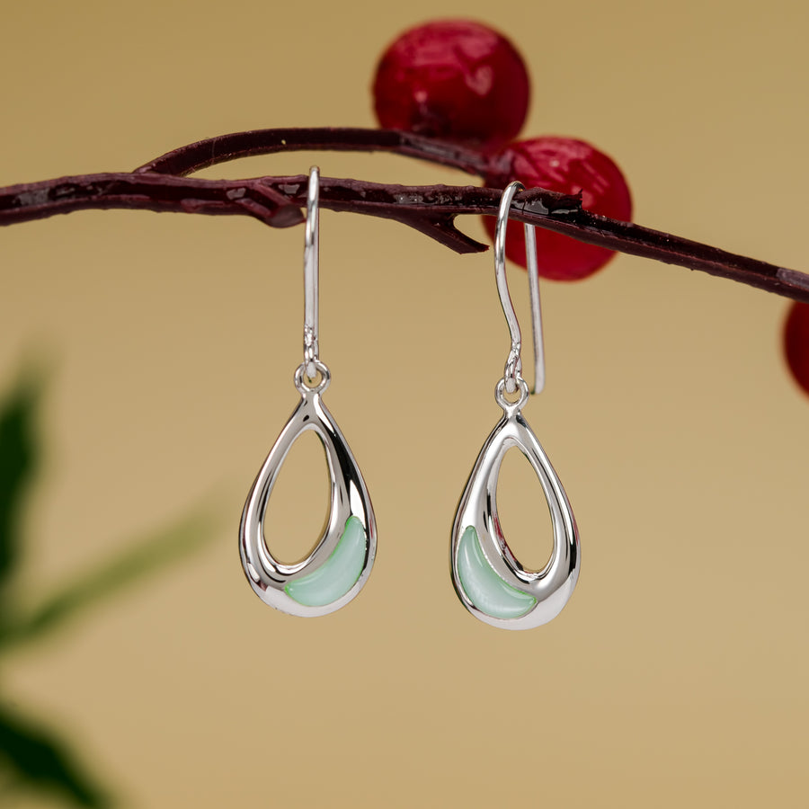 Fluid Teardrop Dangle Earrings with Stone (CDB 4563)