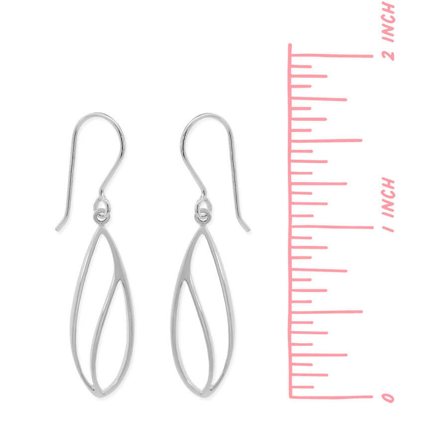 Long Modern Leaf Outline Dangle Earrings (EDA 2760)