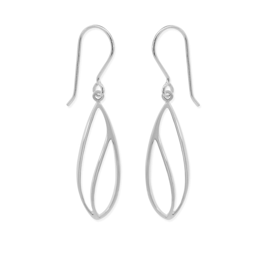 Long Modern Leaf Outline Dangle Earrings (EDA 2760)