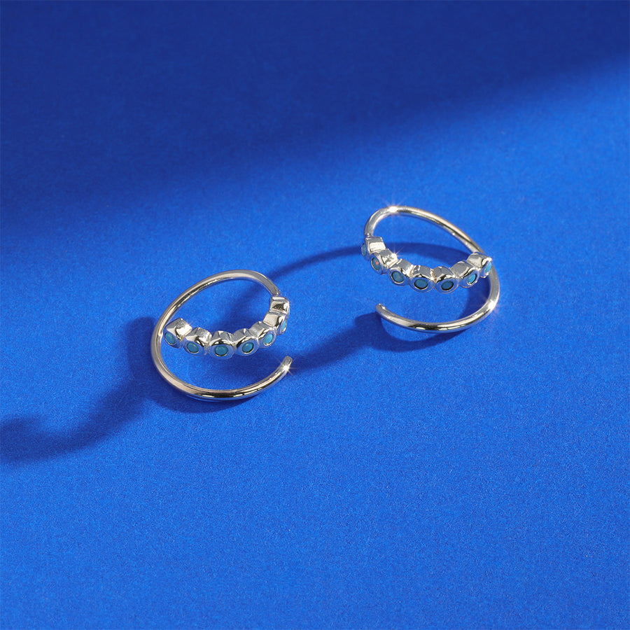 Minimalist Wrap Pull Through Hoops with Stone (LA 2431)