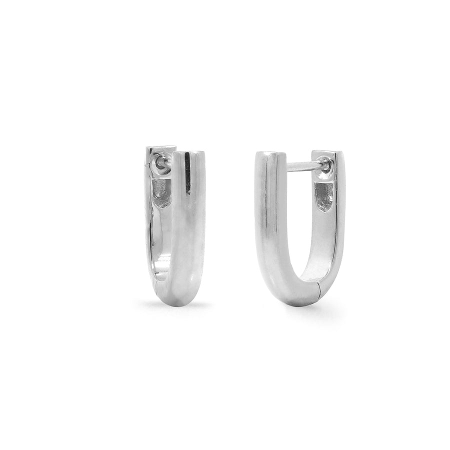 U-Shape Huggie Hoops with Sterling Silver and Gold (LA(G) 9170)