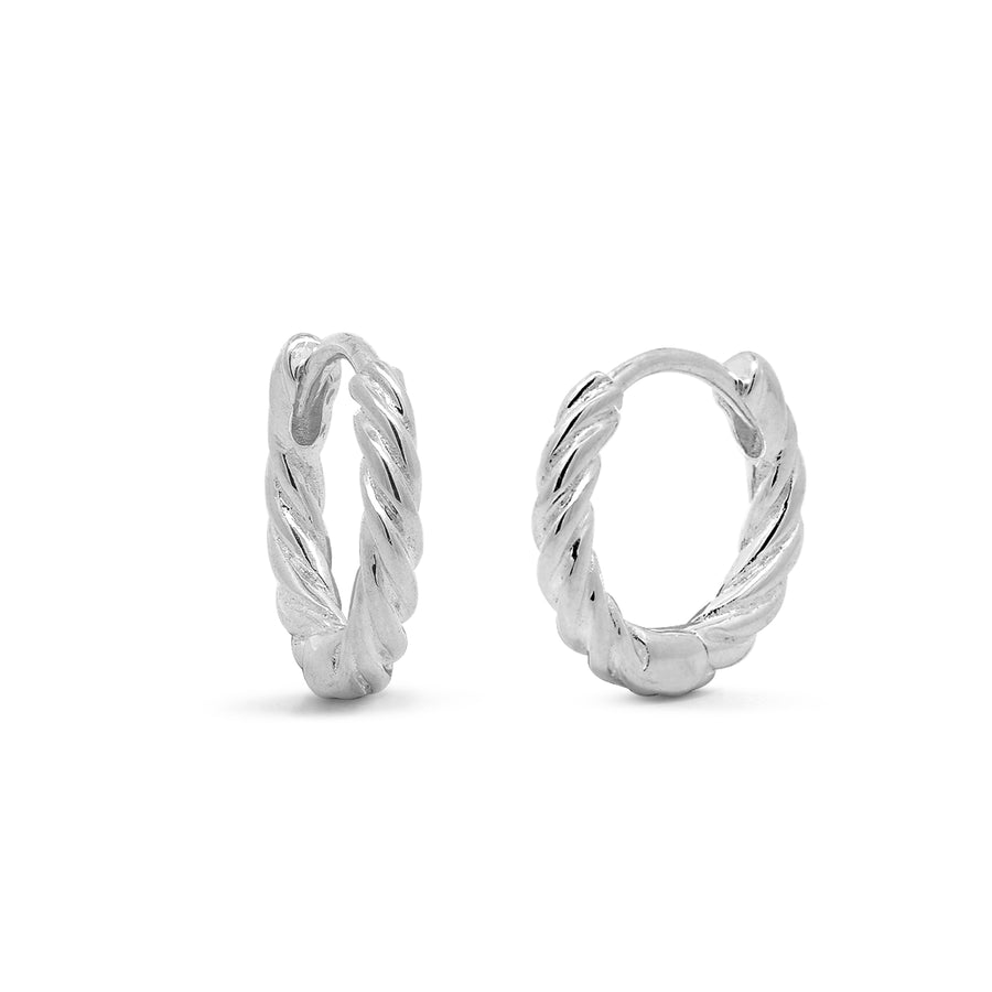 Braided Huggie Hoops with Sterling Silver and Gold (LA(G) 9147, LA 2439)