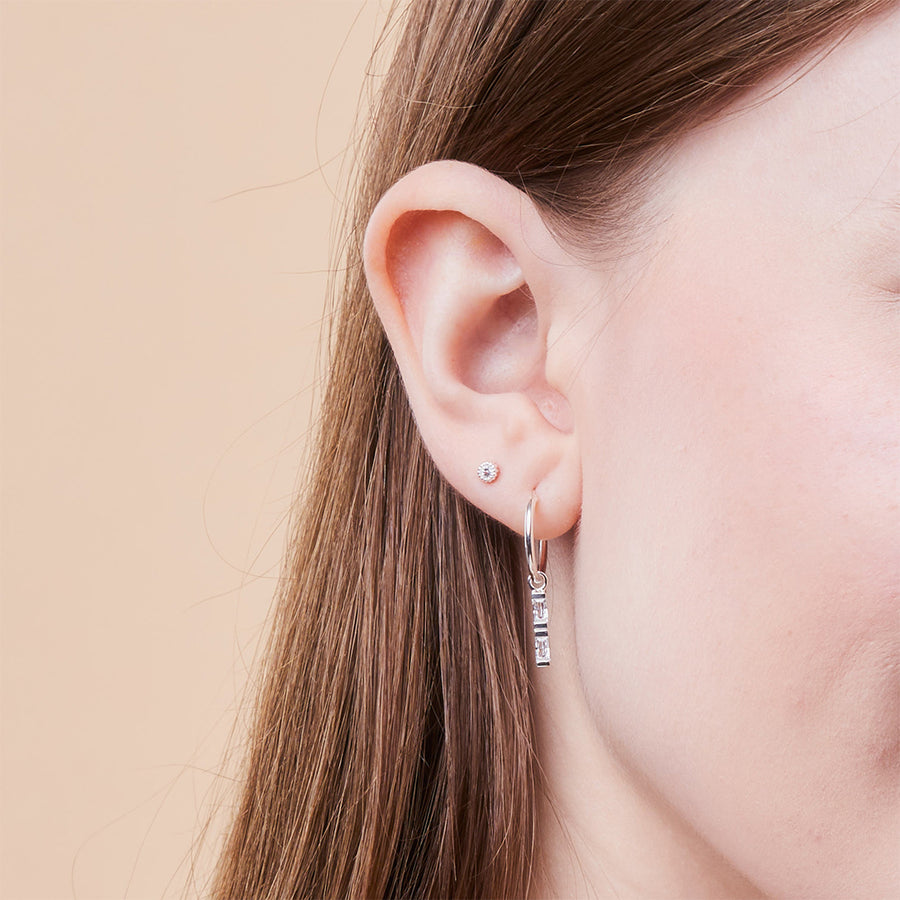 Clare Hoop Earrings with Baguette CZ Stone (LF 567CZ)